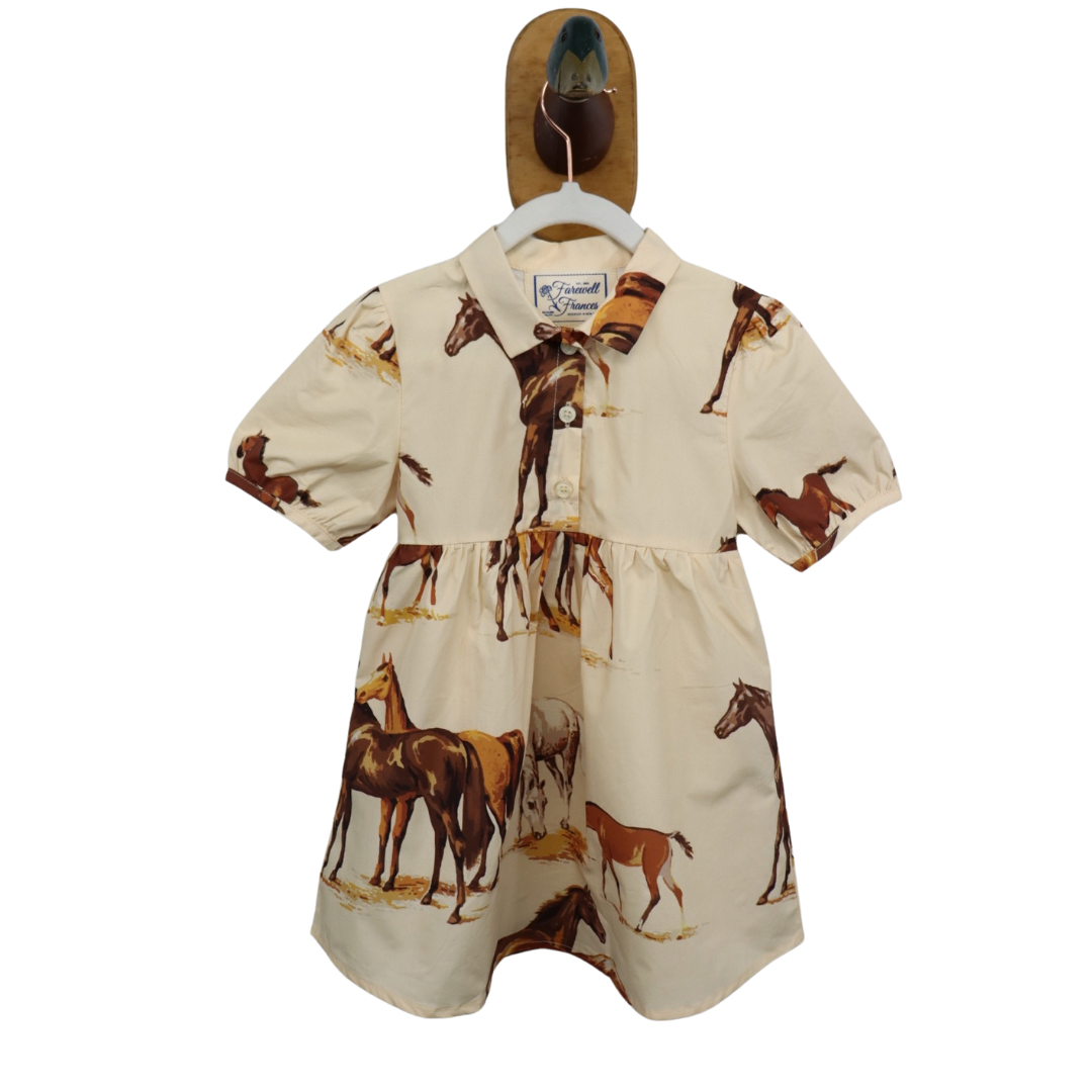 mini rodini horse dress Mini Rodini - Girls Pink & Blue Horse Dress
